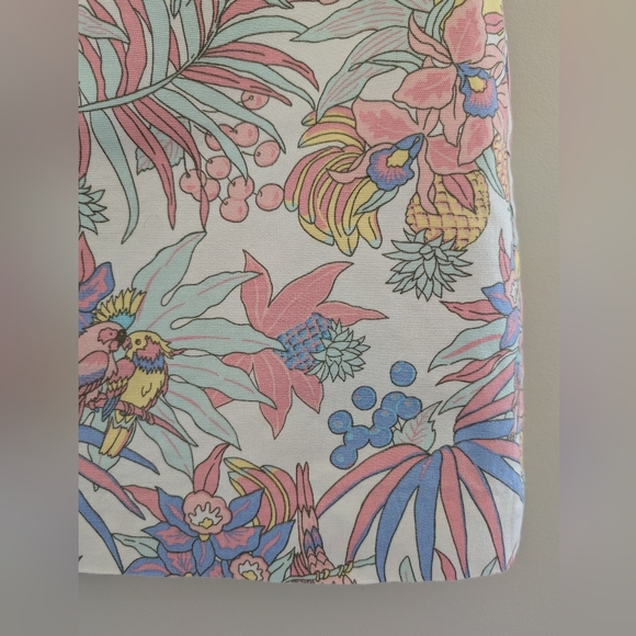 NEW Talbots Canvas A Line Skirt 4 Petite Ivory Pastel Jungle Tropical Parrot 4P - Picture 14 of 15